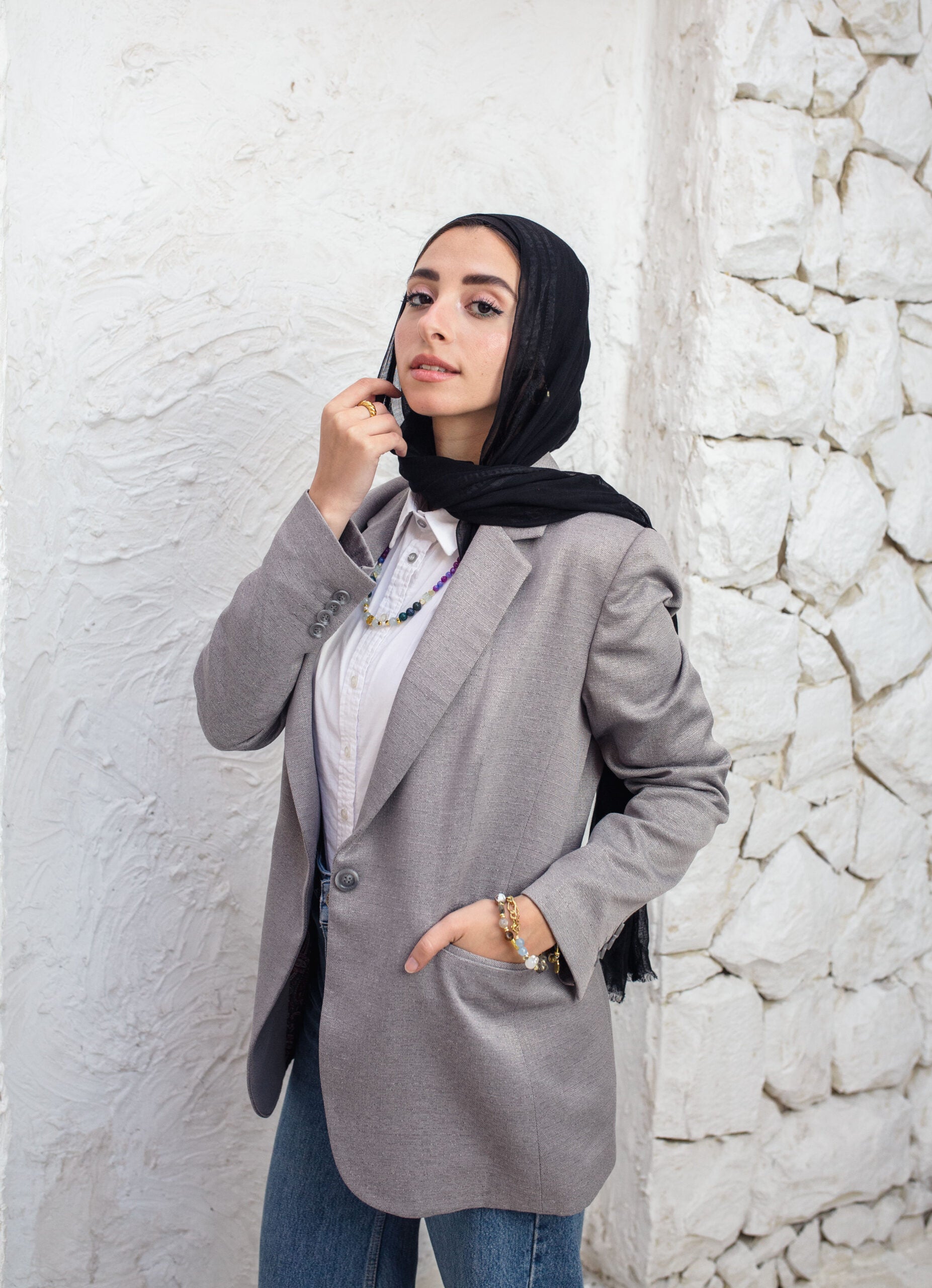 padded long blazer