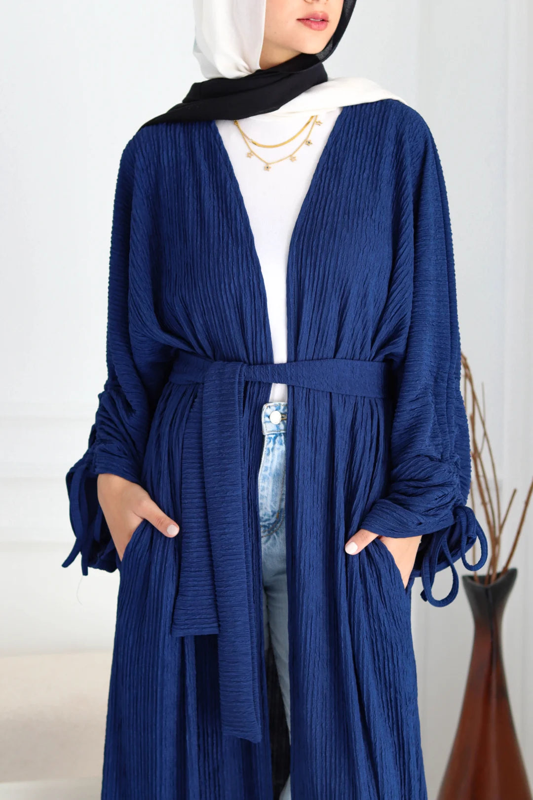 Navy Crushed Kimono