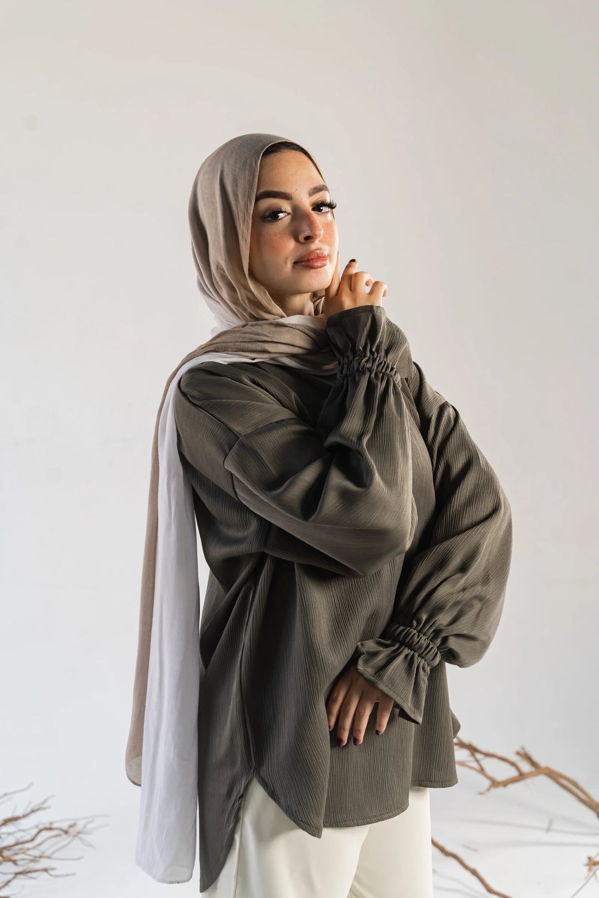 Olive Satin blouse