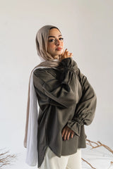 Olive Satin blouse