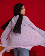 Chiffon Dotted Side Slits Cardigan in Lilac