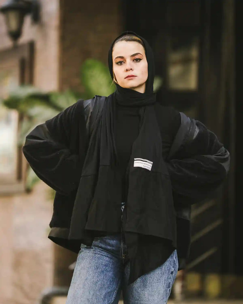 LEENDESIGNS BLACK COTTON SCARF