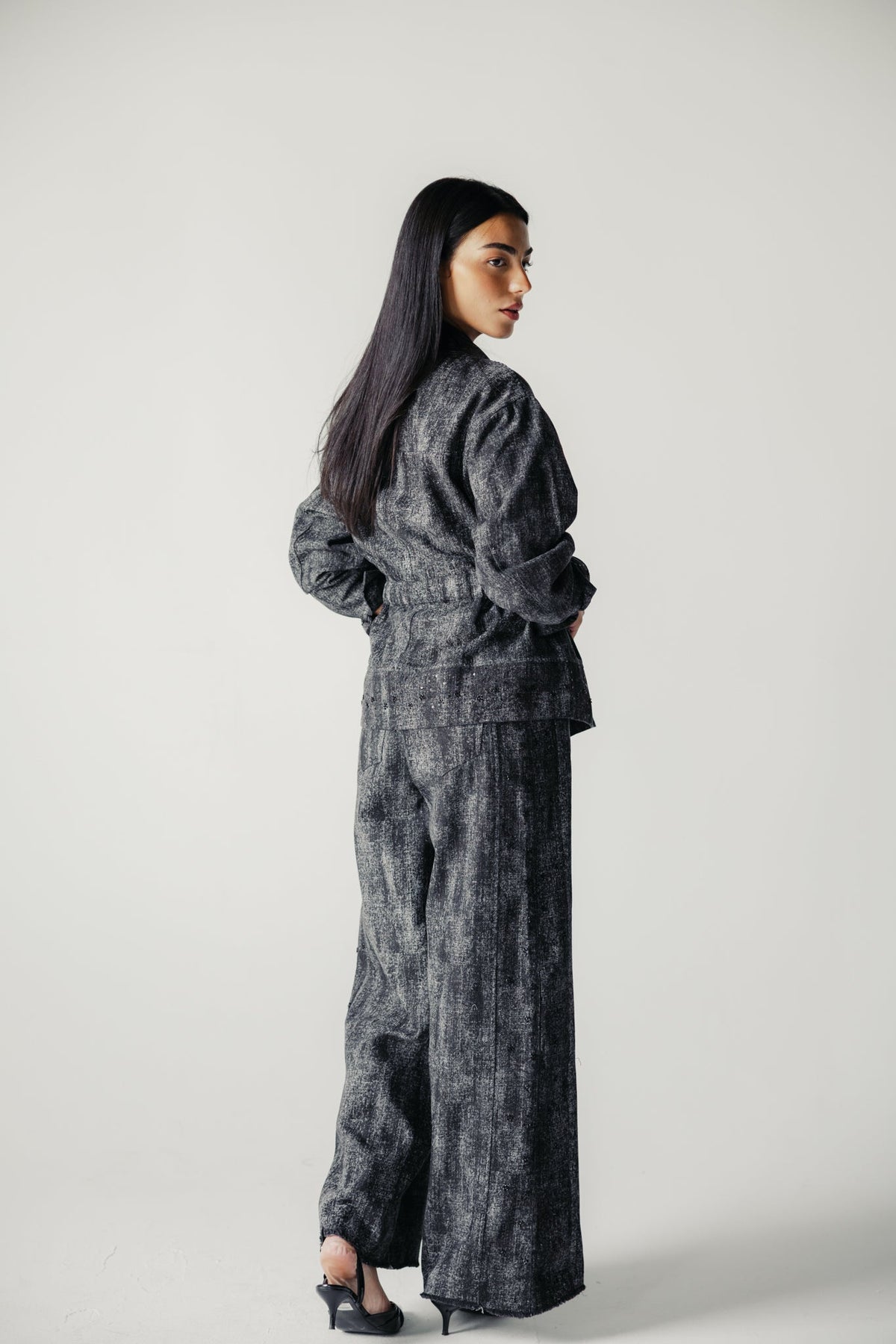 Washed Black Denim Set