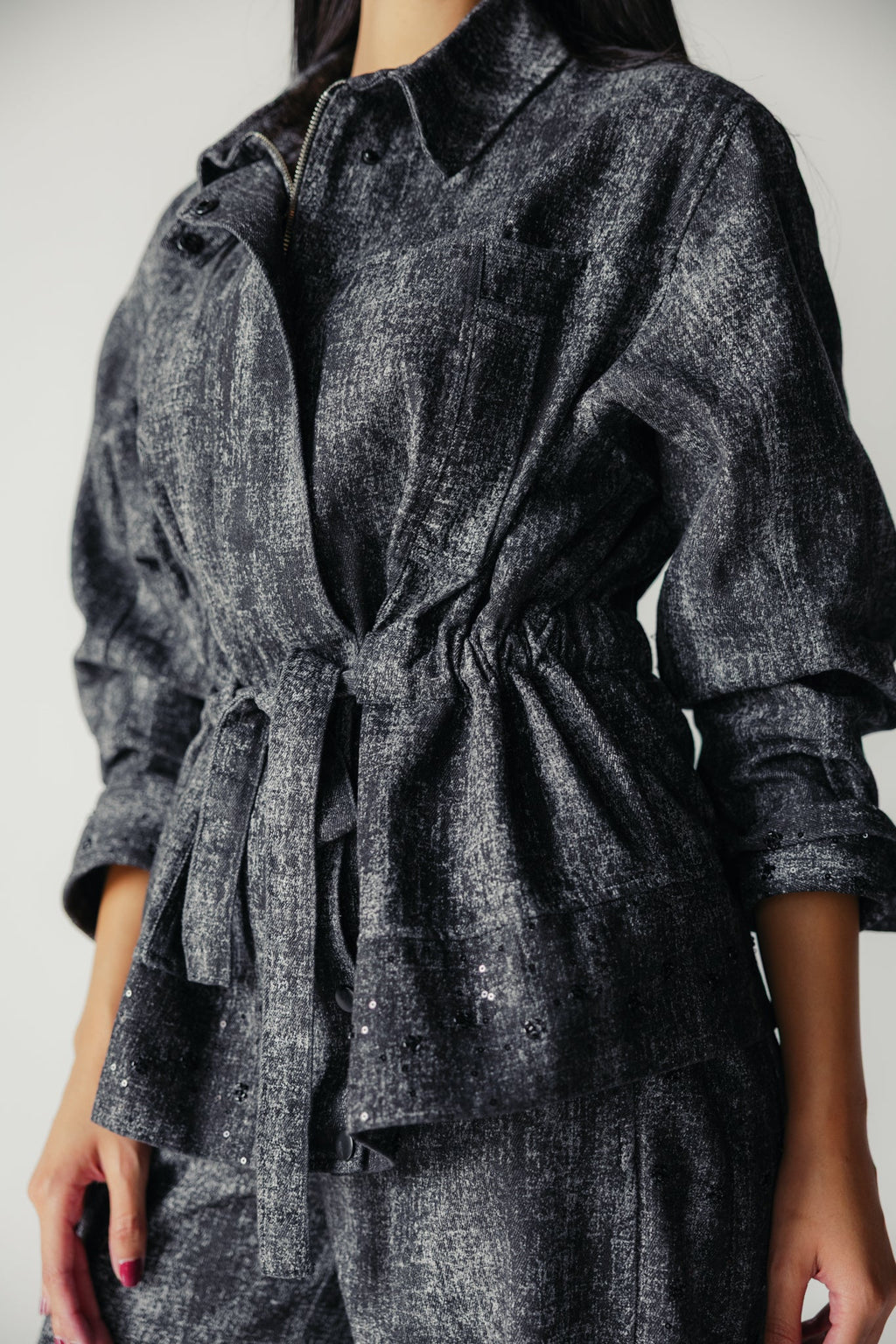 Washed Black Denim Set