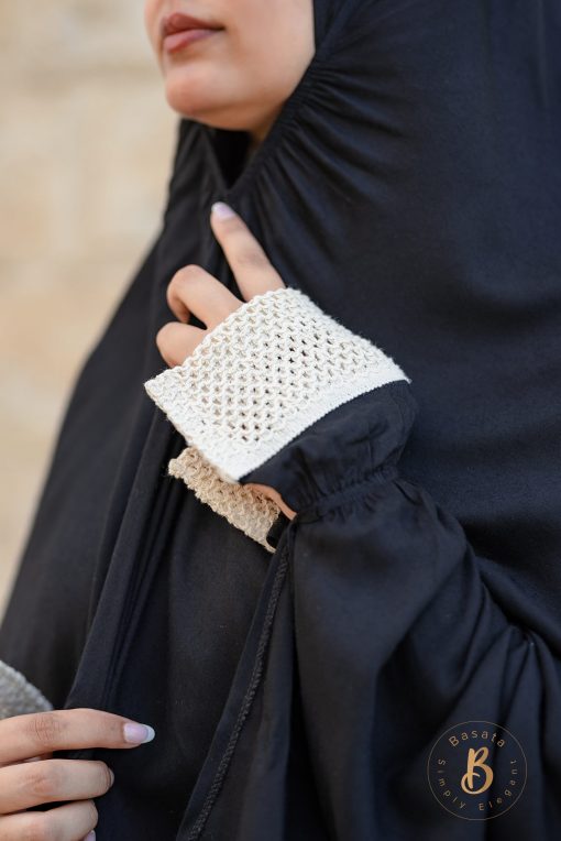 Black Cotton Viscose Khimar and Skirt Set