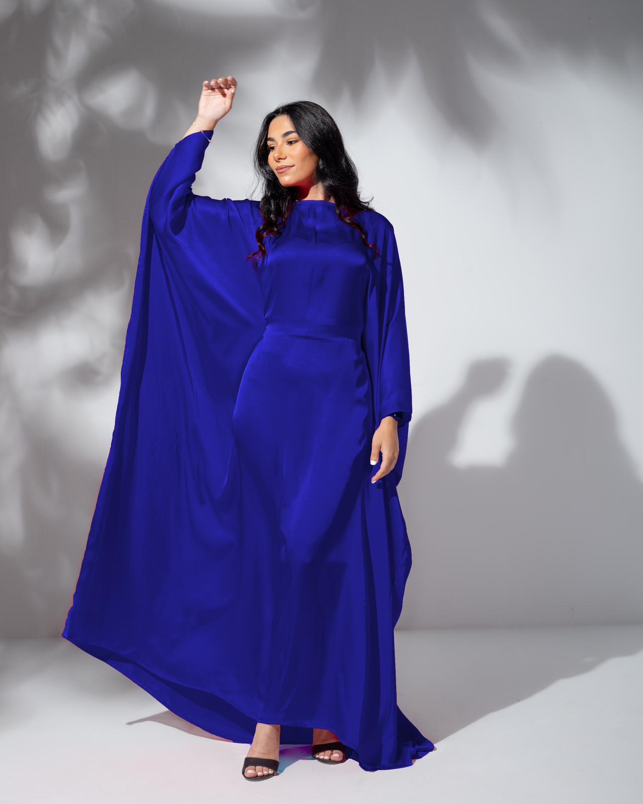 Layla Satin Cape Dress With Inside Belt