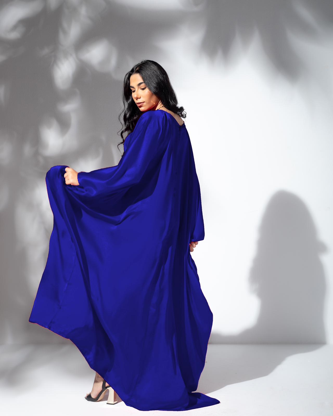 Layla Satin Cape Dress With Inside Belt