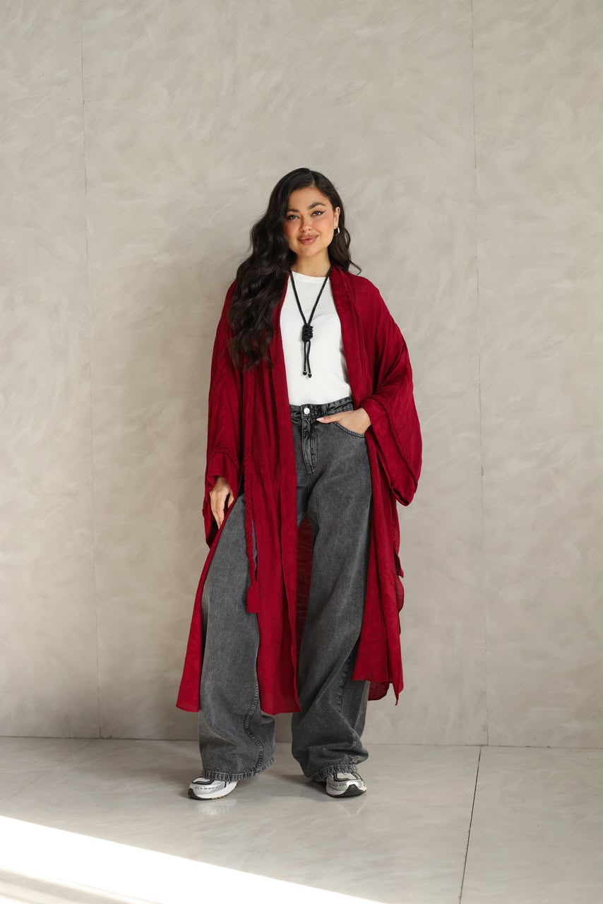 Halo Braids kimono cherry red