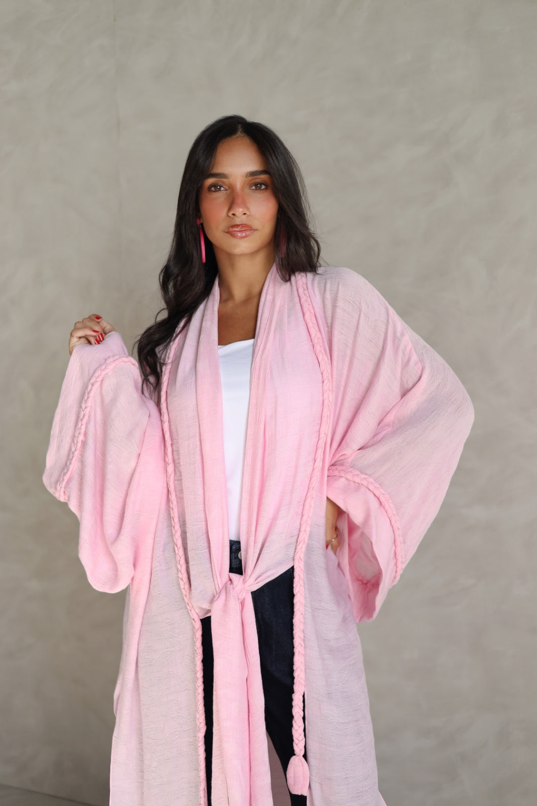 Halo Braids kimono candy pink