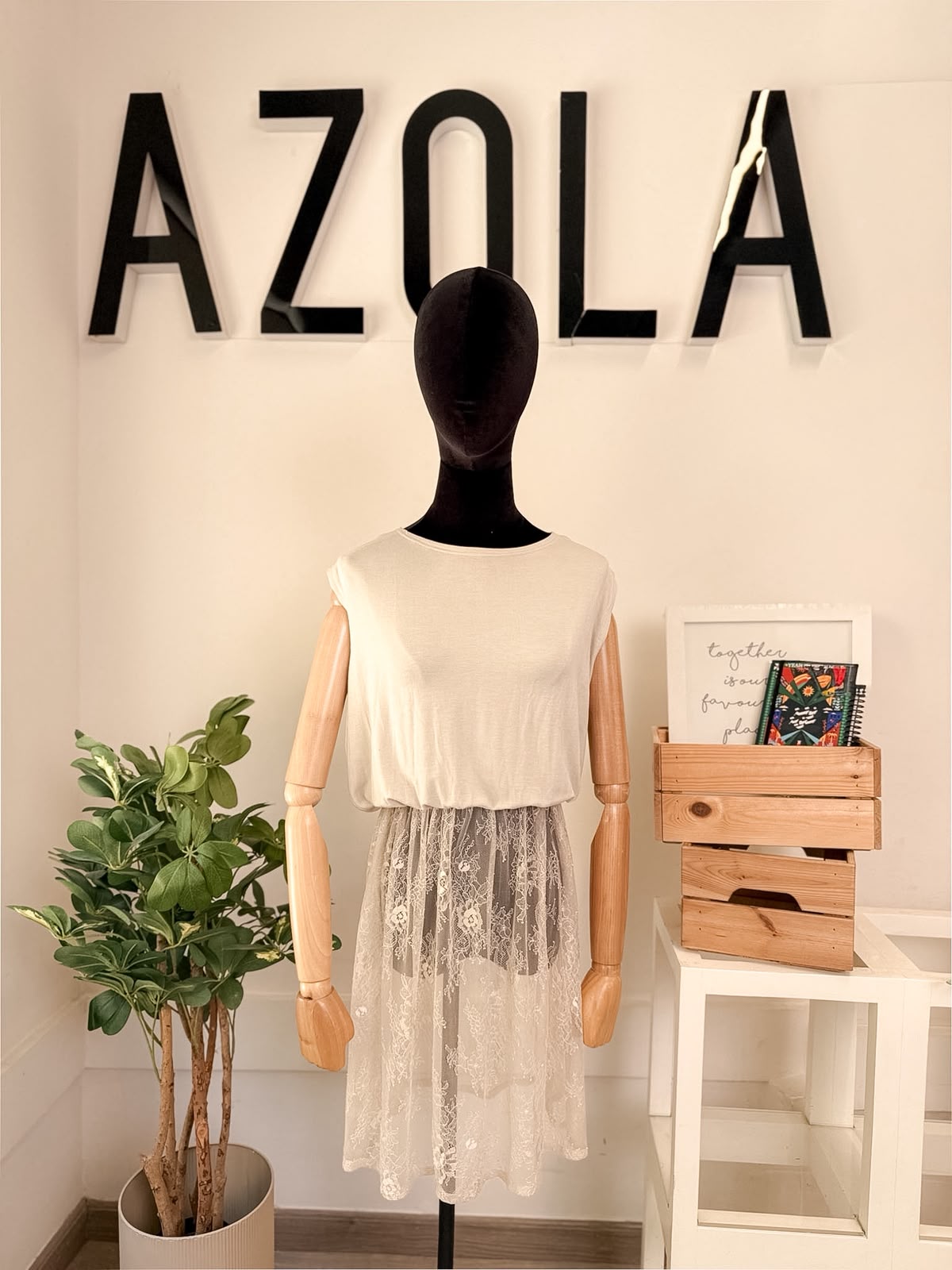 Sleeveless lace cotton top