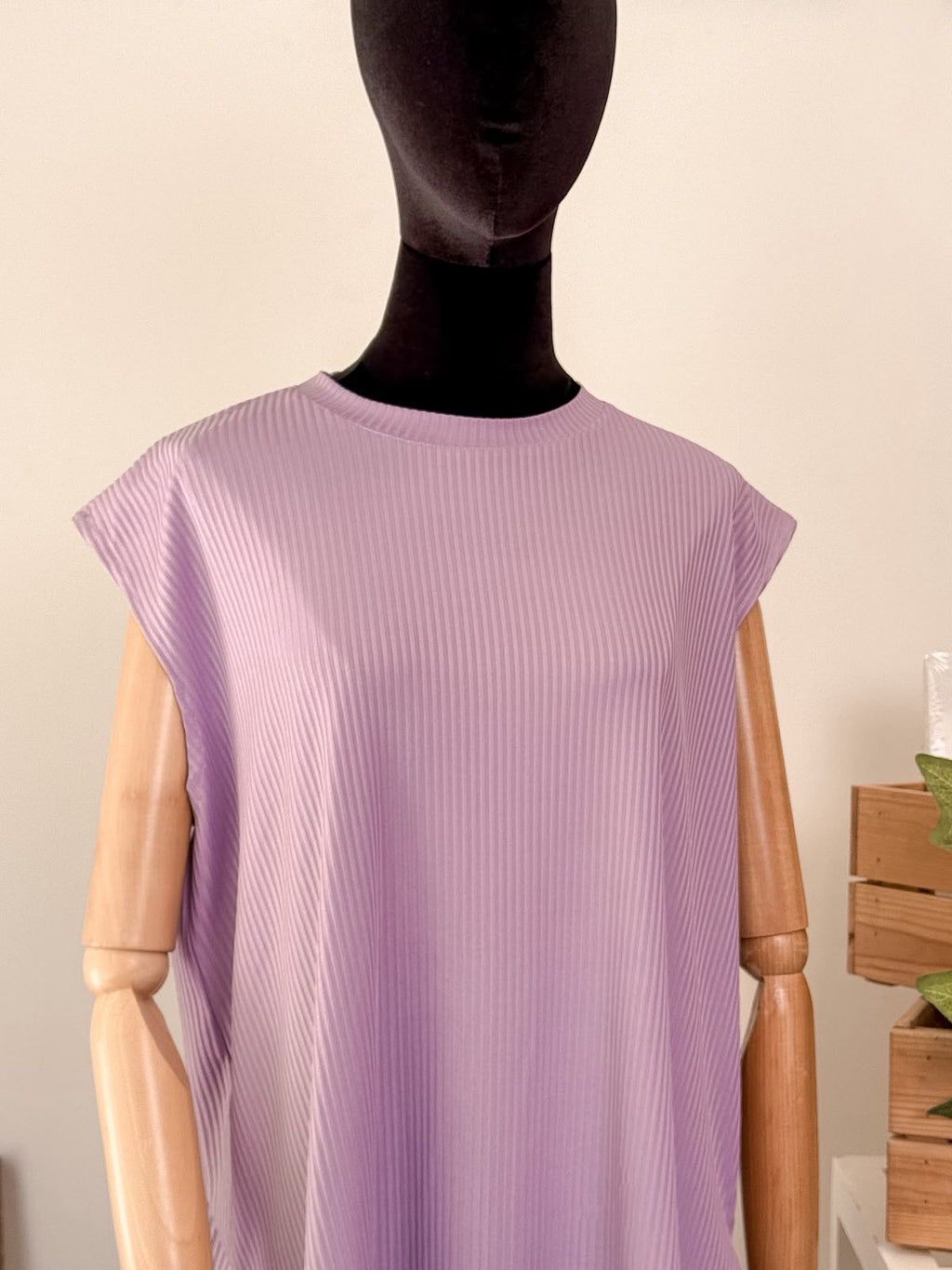Ribbed Lycra sleeveless top