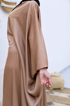 Layla Satin Cape Dress With Inside Belt