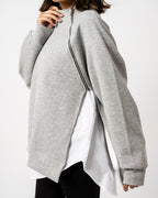 Asymmetric side zipper pullover