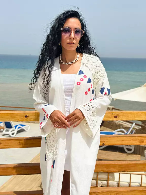 Hand painted crochet cardigan