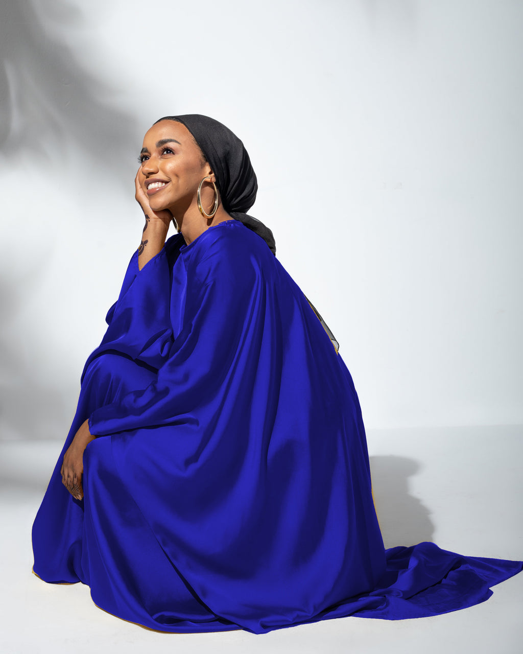 Layla Satin Cape Dress With Inside Belt