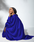 Layla Satin Cape Dress With Inside Belt