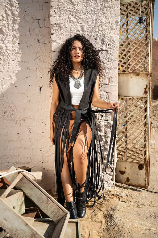 Bohemian Fringe vest in dark