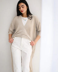 Pleated Twisted Top - Beige