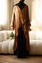Glimmer Wrap Dress in Bronze Brown 050