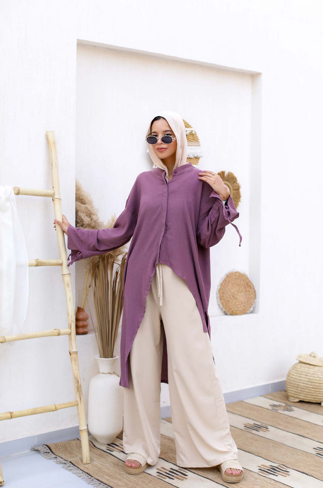 Miss Bold Wrinkled High-Low Blouse