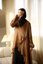 Glimmer Wrap Dress in Bronze Brown 050