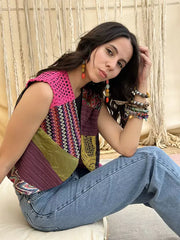 Boho patched vest