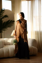 Glimmer Wrap Dress in Bronze Brown 050 Ibriz Abaya