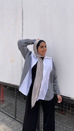 Relaxed-fit grey denim poplin shirt