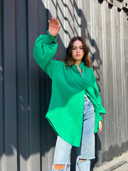 Crinky cotton chemise in GREEN