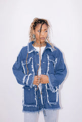 Frinjy girl denim jacket in BLUE