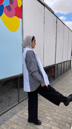 Relaxed-fit grey denim poplin shirt