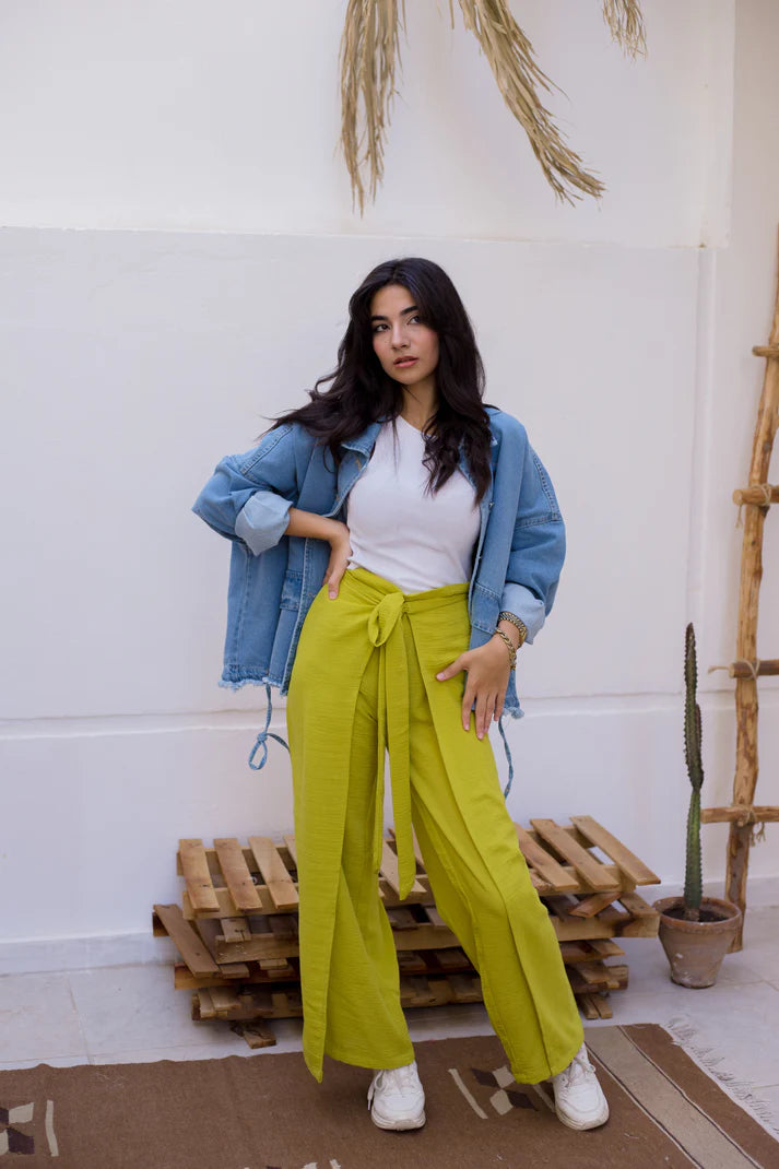 Wrap me pants in Lime green