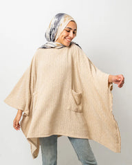 Wool poncho in BEIGE