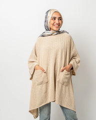 Wool poncho in BEIGE