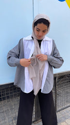 Relaxed-fit grey denim poplin shirt