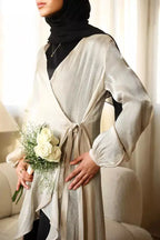 Glimmer Wrap Dress in Creamy Beige 050