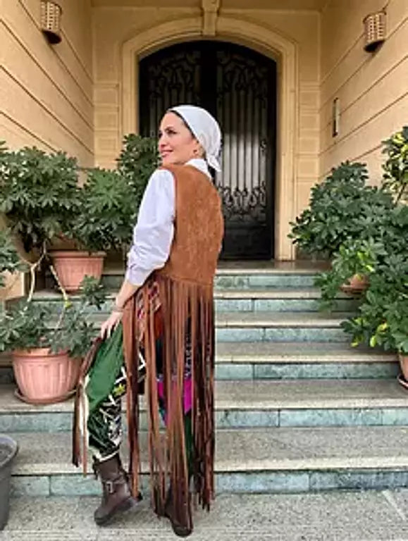 Bohemian Fringe vest in caramel