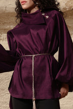 Side Collar Taffeta Top